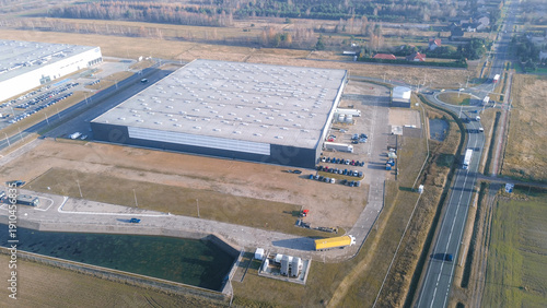 Tablou pe pânză Rural industrial park aerial photograph