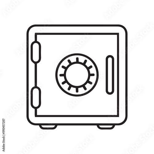 Bank safe icon. linear style closed safe isolated. Security single isolated modern line design icon safe vault. Bank line icon outline simple sign linear style pictogram. Editable stroke