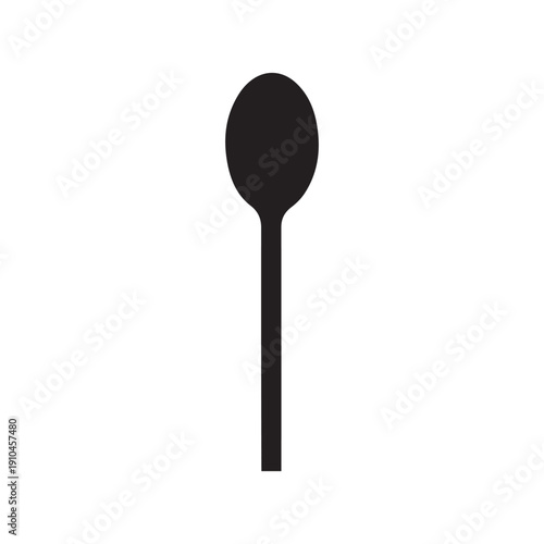 Single spoon vector silhouette on white background. Spoon icon sign illustration design.
