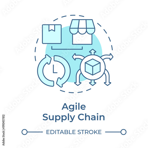 Agile supply chain soft blue concept icon. Logistics management, business strategy. Round shape line illustration. Abstract idea. Graphic design. Easy to use in presentation, article