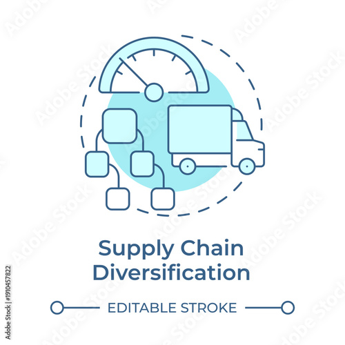 Supply chain diversification soft blue concept icon. Logistics efficiency, delivery services. Round shape line illustration. Abstract idea. Graphic design. Easy to use in presentation, article