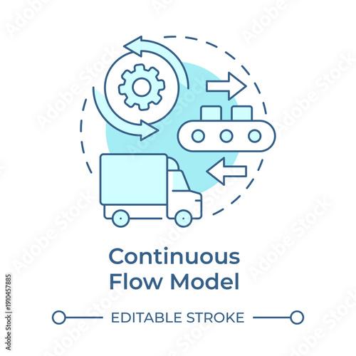 Continuous flow model soft blue concept icon. Production workflow, operational processes. Round shape line illustration. Abstract idea. Graphic design. Easy to use in presentation, article