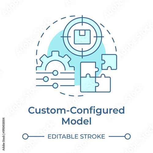 Custom configured model soft blue concept icon. Process optimization, business intelligence. Round shape line illustration. Abstract idea. Graphic design. Easy to use in presentation, article