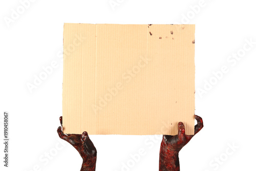 Hands of zombie with blank ...