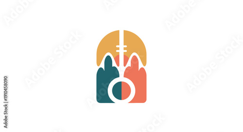 Minimalist logo design with abstract shapes and vibrant colors.