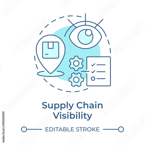 Supply chain visibility soft blue concept icon. Logistics management, order tracking. Round shape line illustration. Abstract idea. Graphic design. Easy to use in presentation, article
