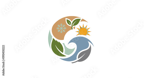 Stylized logo representing environmental harmony and balance with earth elements.
