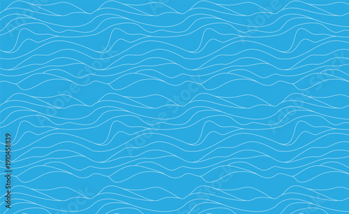 Seamless white line wave pattern. Blue Water waves. Wavy line vector flat