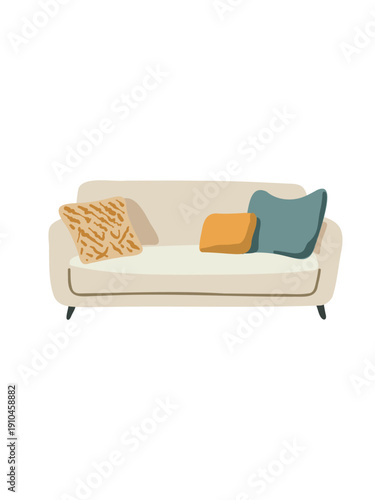 comfortable upholstered sofa with decorative cushion