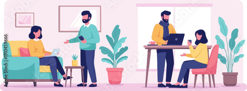 Casual work collaboration in a modern, bright indoor space