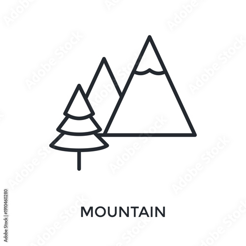 Mountain Icon Outline Style. Vector Illustration For Graphic Design