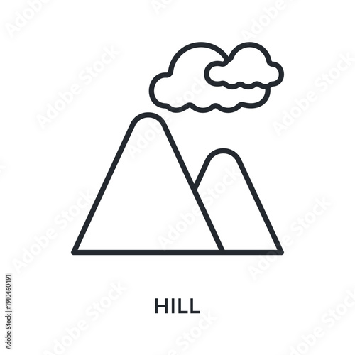 Hill Icon Outline Style. Vector Illustration For Graphic Design