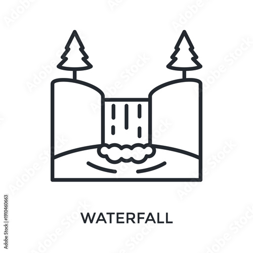 Waterfall Icon Outline Style. Vector Illustration For Graphic Design