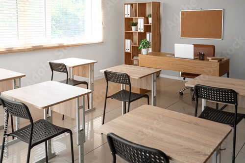 Interior of light classroom...