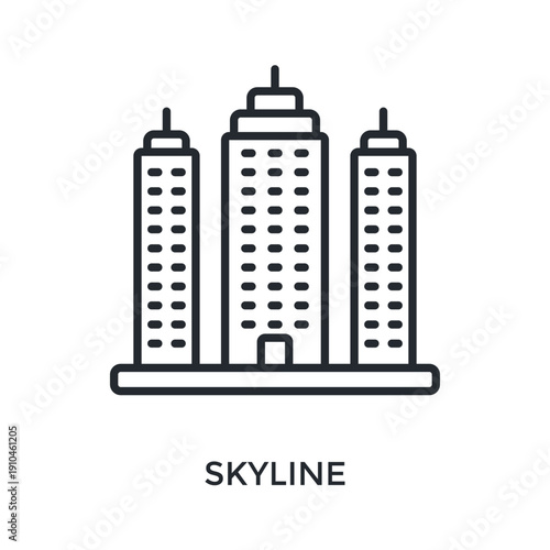Skyline Icon Outline Style. Vector Illustration For Graphic Design