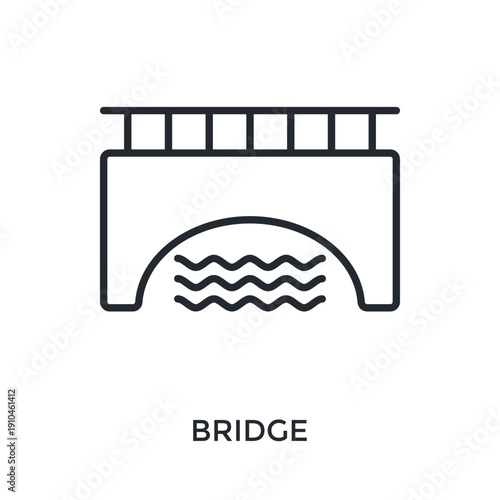 Bridge Icon Outline Style. Vector Illustration For Graphic Design