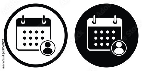 Personal calendar icon with a user profile symbol. Vector design for individual schedules, birthday reminders, employee shifts, or personalized event management tools.