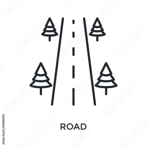 Road Icon Outline Style. Vector Illustration For Graphic Design