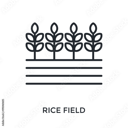 Rice Field Icon Outline Style. Vector Illustration For Graphic Design