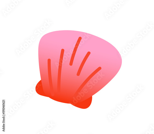 Icon of sea shell in gradient style. Ocean red seashell. Conch of exotic clam. Cockleshell of tropical mollusk. Cockle or scallop. Sealife. Flat isolated vector illustration on white background