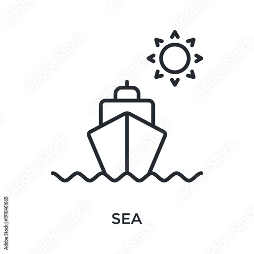 Sea Icon Outline Style. Vector Illustration For Graphic Design