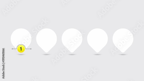 animated video of business infographics white shape 5 steps , multicolor label for workflow, presentation, 4k animation