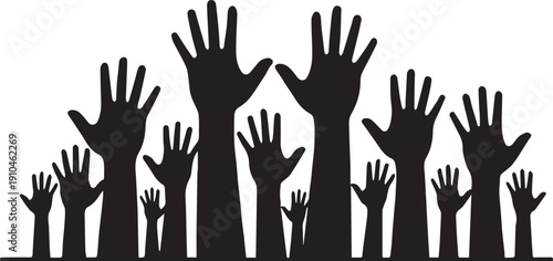 Raised Hands Silhouette for Social Activism and Justice Awareness, Minimalist Vector Design