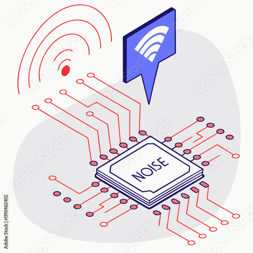 Clean digital noise reduction algorithm concept with smooth lines and tech elements