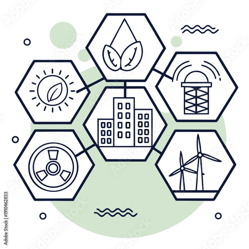 Smart climate resilience technology depicted in a flat vector style, symbolizing adaptation and preparedness for environmental changes.
