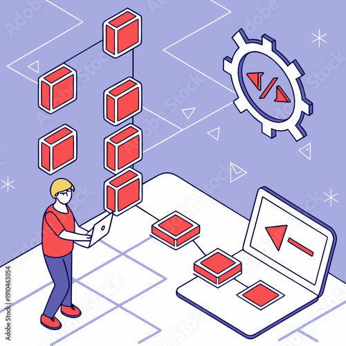 Conceptual illustration of smart contract execution, representing the abstract process of digital agreements and automation.