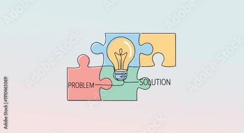 Colorful puzzle pieces form a lightbulb representing a solution to a problem
