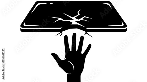 Broken Screen Technology Danger Hand Reaching Out.