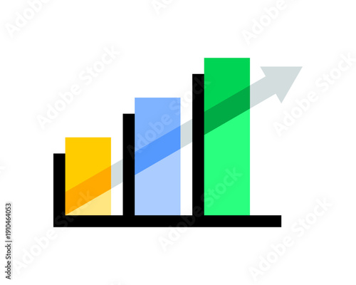 Graph bar chart arrow up business icon flat vector design