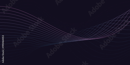 Abstract digital waveform of glowing particles flowing on dark background, futuristic technology concept