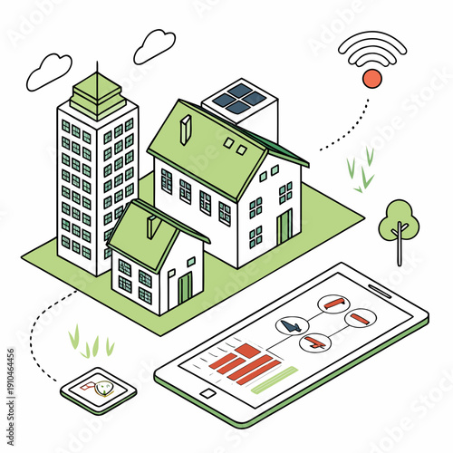 Sustainable smart tourism with integrated technology for an enhanced travel experience, vector concept.