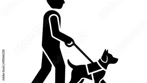 Visually Impaired Person Guided by Assistance Dog.