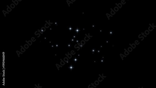 Glowing glitter burst sparkle overlay with twinkling stars, magic particle tail, shining fairy dust trail, retro vector doodle flash, seamless loop animation on black screen. 4k