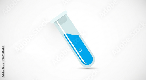 Laboratory test tube with blue liquid on white background for science and medical concepts