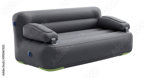 Large inflatable couch with detachable armrests.