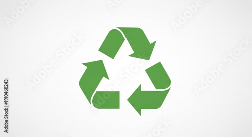 Green recycling symbol with three arrows forming a circular shape representing sustainability and eco friendly practices on a clean white background