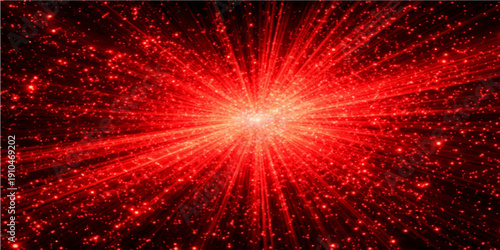Abstract red fractal explosion design featuring bright light flashes and shine against a black space background for a powerful celebration wallpaper