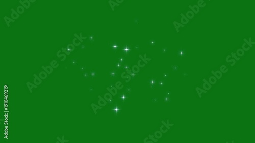 Glowing glitter burst sparkle overlay with twinkling stars, magic particle tail, shining fairy dust trail, retro vector doodle flash, seamless loop animation on green screen. 4k