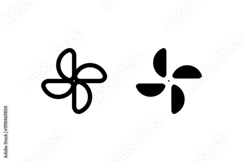 Black and white fan icon designs on white background.