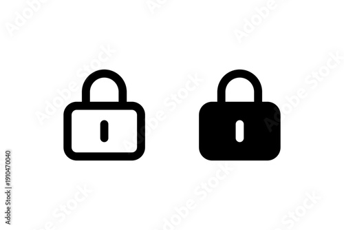 Simple Padlock Icons in Outline and Solid Style
