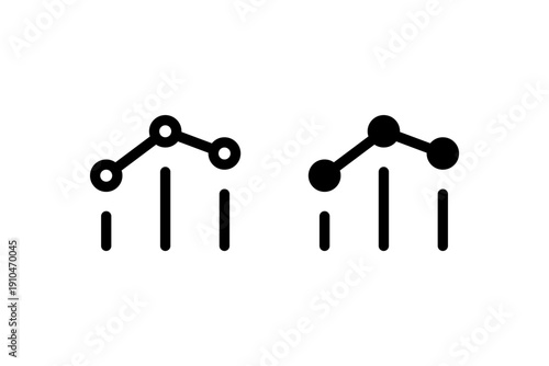 Minimalist graph icon set depicting data trends with dot and line elements.