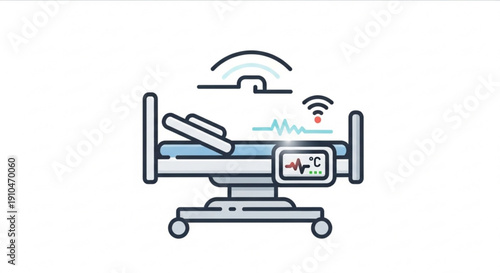 Smart hospital bed with wifi connectivity and vital sign monitoring in modern healthcare setting