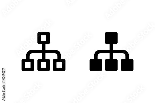 Simple hierarchical diagrams in black and white.