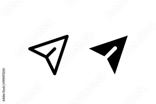 Two paper plane icons on white background.