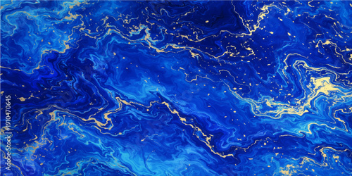 An abstract nature background of clear blue water surface with ripples and clean liquid drops creates a cool summer texture of bubbles and light on the ocean waves