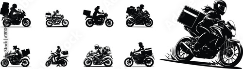 Sequence of a person riding a motorcycle in various positions